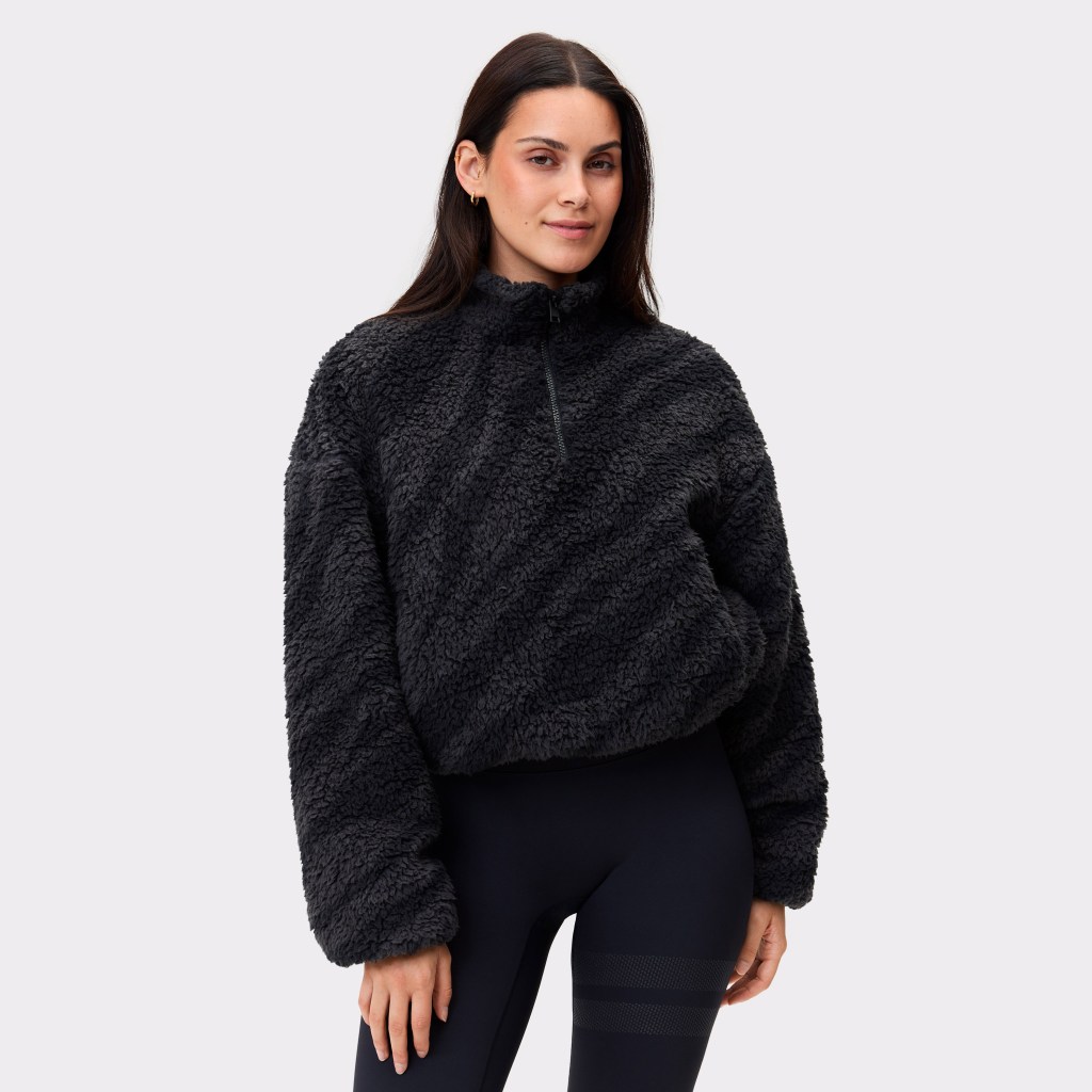 Stronger Pile Half Zip jakki - Black Zebra